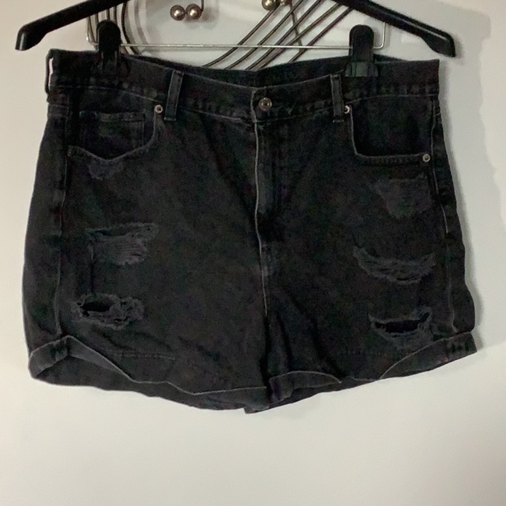 Black Distressed American Eagle Shorts, Size 14